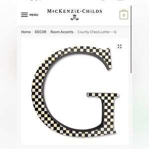 Mackenzie Childs Courtly Check Letter - G